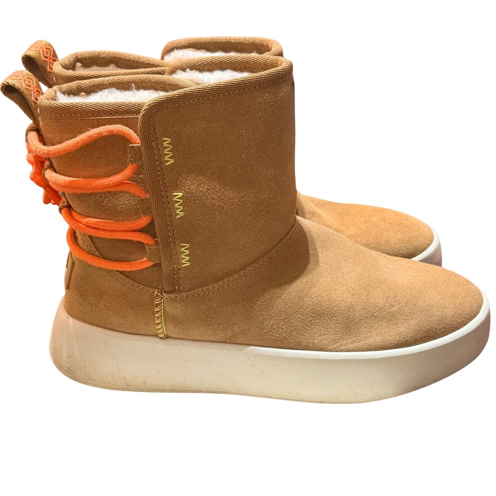 UGG Lakesider Heritage Mid Boots Womens 7 Chestnut Suede Orange Bungee Sneaker